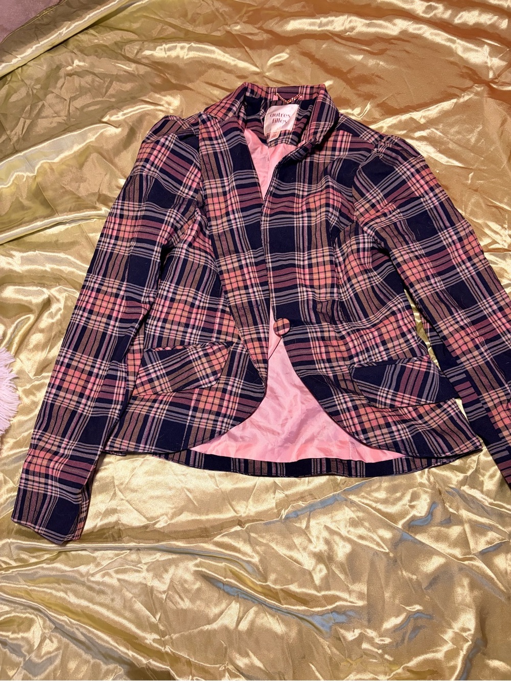 Rue21 Navy and Pink Plaid Women's Blazer